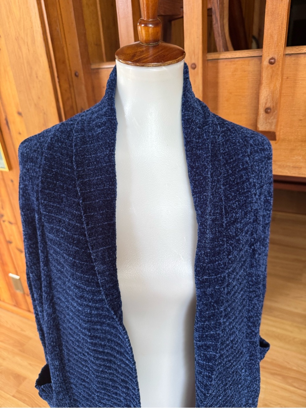 ORVIS size Medium M NEW NEW cardigan blue sweater chenille - Picture 2 of 9